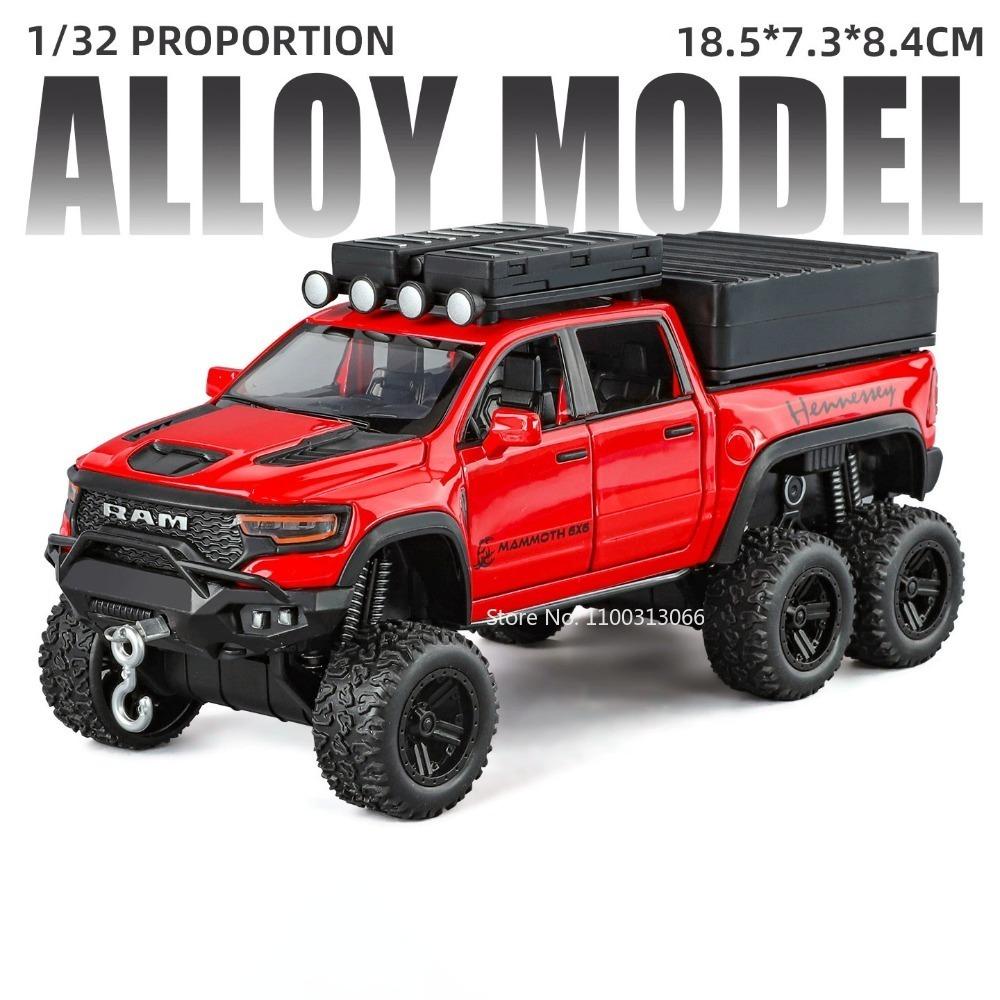 1:32 RAM Mammoth G63 6x6 Cars Toy Alloy Models Diecasting Doors Opened Miniature Caravan Light Music Vehicles Boys Xmas Toys