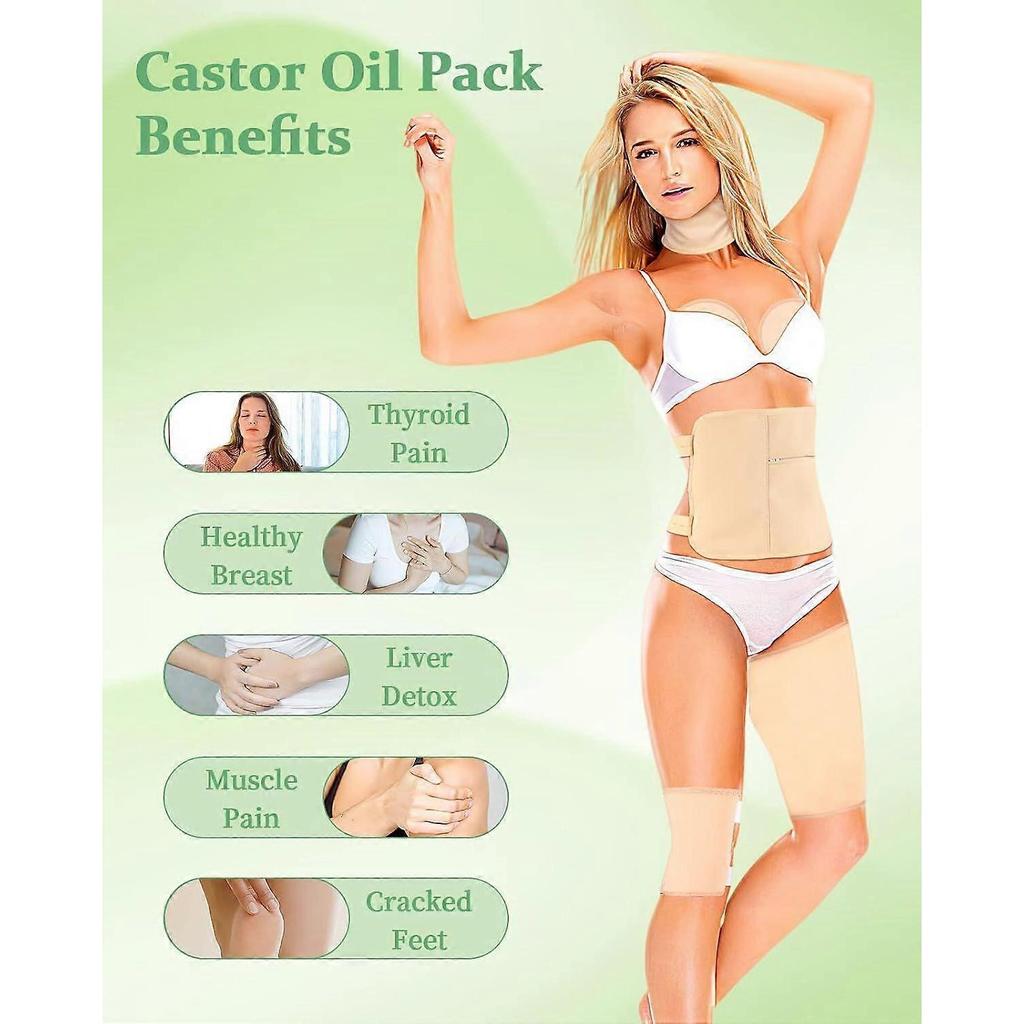 2025 Latest Model  Castor Oil Pack Wrap, 9 Pcs Reusable Organic Castor Oil Pack