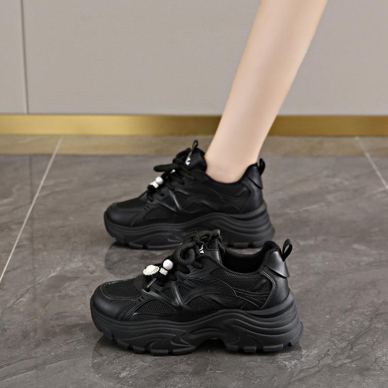 CRLAYDK Designer Women's Platform Chunky Fashion Sneakers Walking Lace Up Dad Shoes Wedge Mesh Trendy Sport Casual Tennis