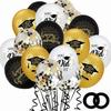 Black Gold Graduation Decorations Cap Printing Latex Balloon Confetti Balloon  School Celebration