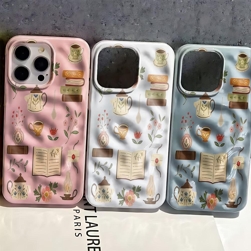 Пасторальная книга чая Чехол для телефона Для iPhone 11 12 13 14 Plus 15 16 17 Pro Max 17Air Чехол для телефона Нежелтеющий Coque Funda