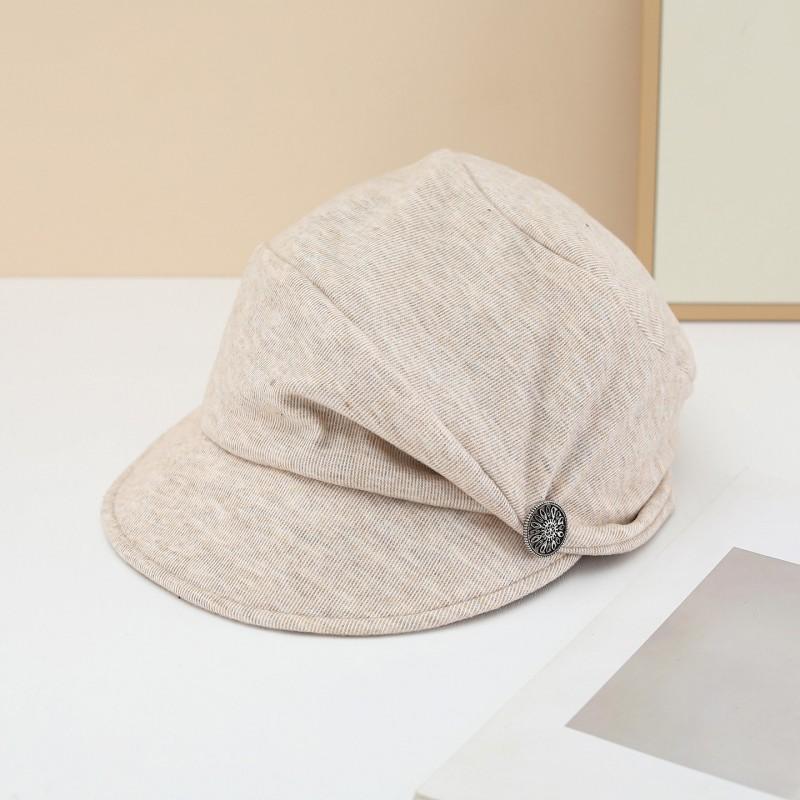 Womens Foldable Linen-Style Sun Hat With Short Brim Adjustable Fit Fashion Beret Cap