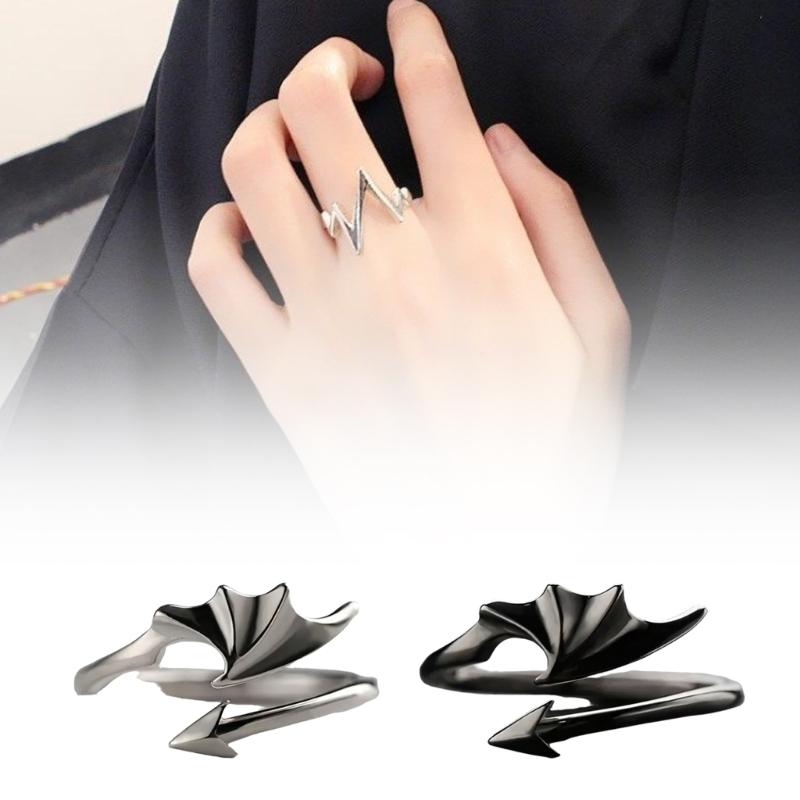 Элегантные готические кольца-крылья для пары Открытый дизайн Кольца Удобное ношение Материалы из сплава Унисекс Парный аксессуар для влюбленных