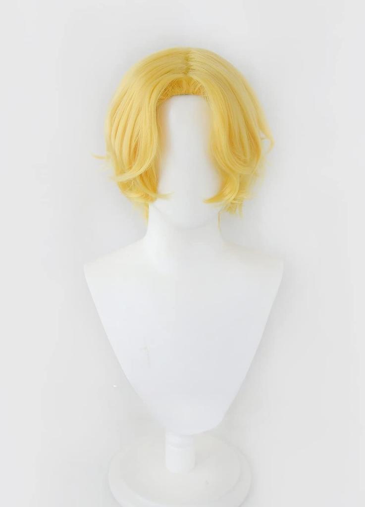 One Piece Sabo Cosplay Wig, Gold, Center-Parted, Heat-Resistant, Perfect for Disguise, Costumes, Halloween, Events, and Photoshoots