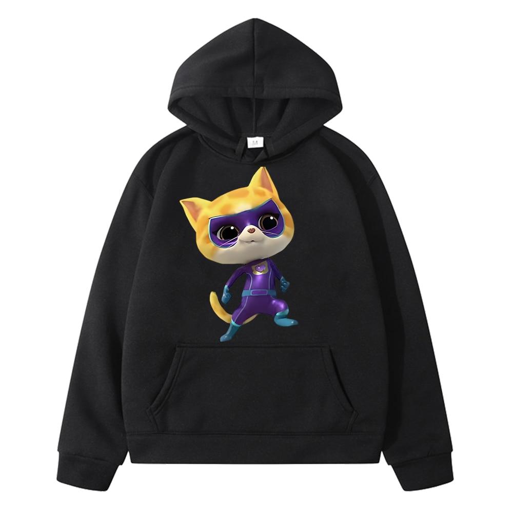 Флисовая толстовка с капюшоном Super Kitties, толстовка с капюшоном в стиле аниме, детская одежда, пуловер для девочек y2k sudadera, пуловер для мальчиков, осенняя повседневная куртка, детская одежда