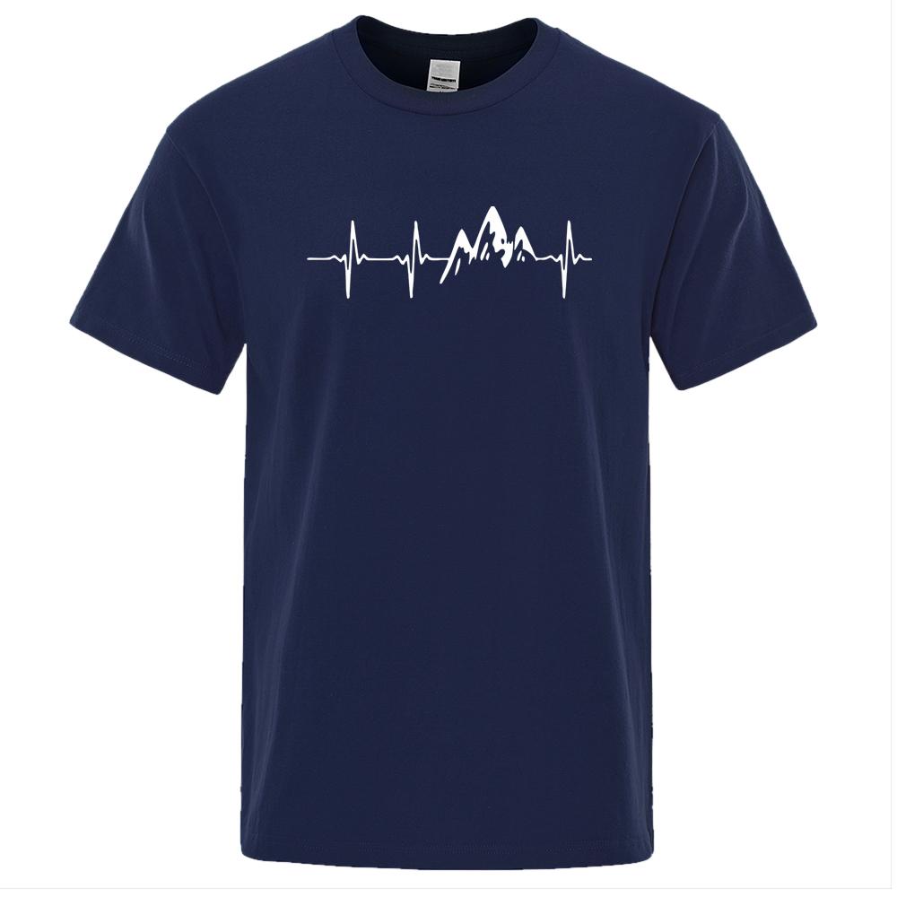 Mountain Ecg T Shirt Summer Men Women Short Sleeve T-Shirt Funny Harajuku Clothing Electrocardiogram Tshirt
