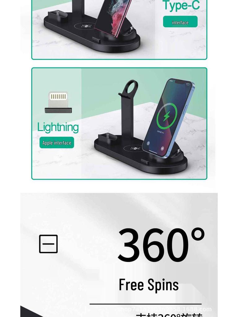 Hot-Selling Six-in-One Mobile Watch & Earphones Wireless Charger with Custom Logo