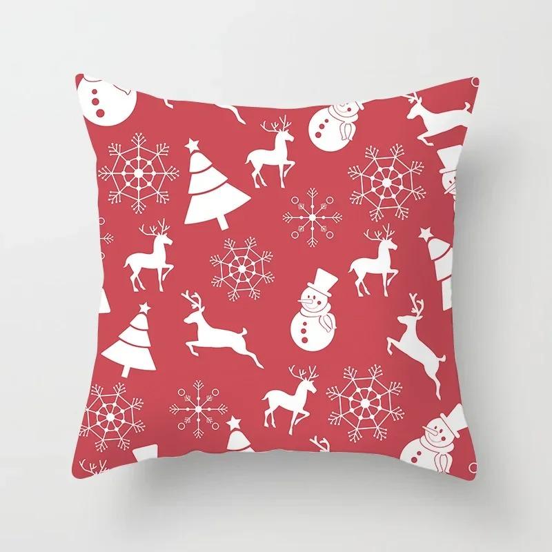 45X45Cm Merry Christmas Cartoon Old Man Elk Print Cushion Cover Home Living Room Sofa Decorative Pillow Cover