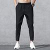 Men Pants with Reinforced Pockets Waist Drawstring Design Casual Solid Color Trousers Summer Straight Leg Pants