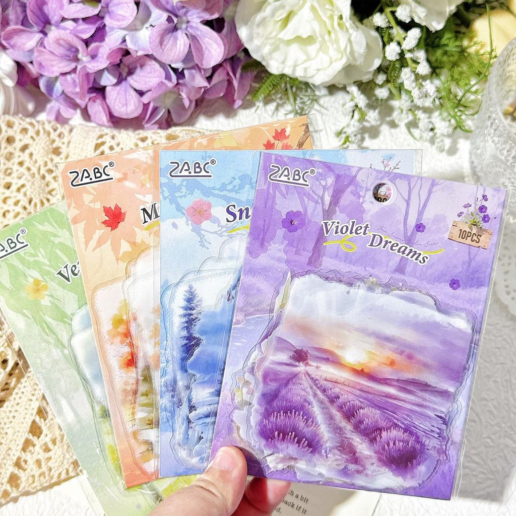 10pcs/1lot Kawaii Scrapbook Sticker Four Seasons Story Scrapbooking Supplies Planner Decorative Stationery Sticker