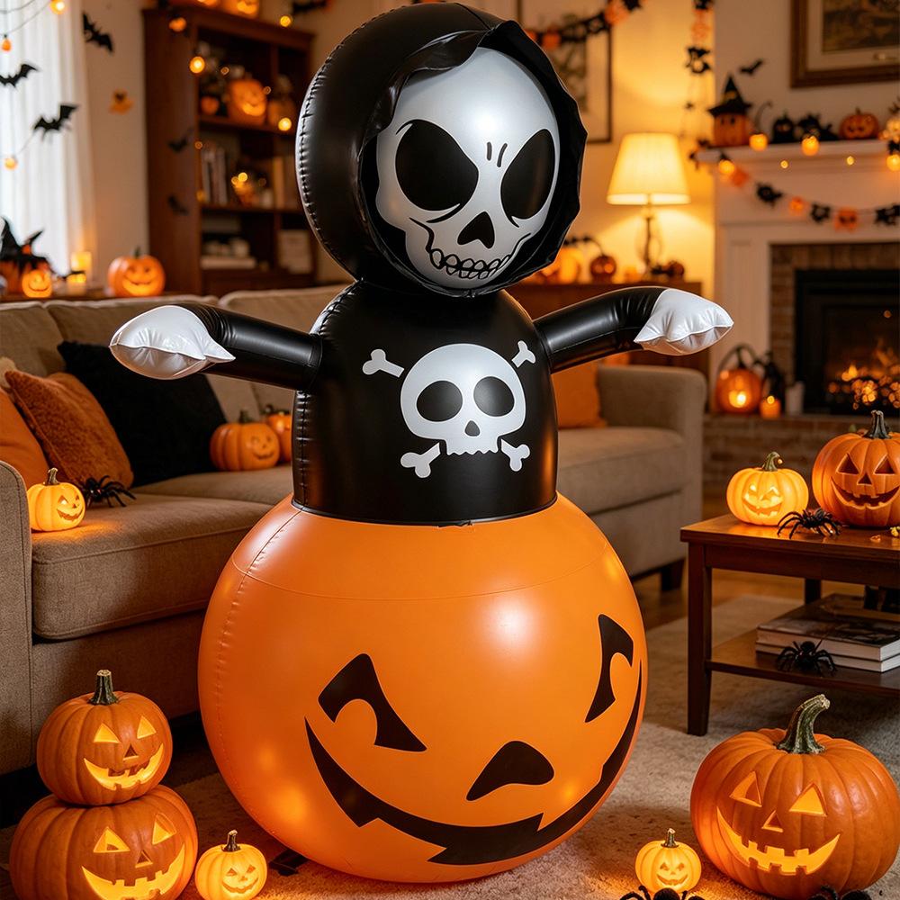 Halloween Inflatable Wobbler, PVC Pumpkin Decoration, Funny Tumbler Toy for Party Amusement Park Decor