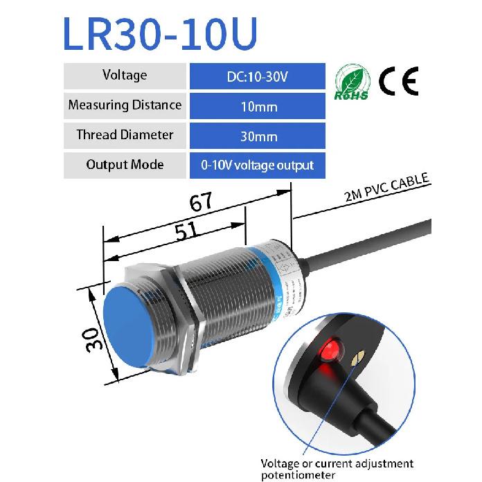 GTRIC Analog Linear Displacement Proximity Sensor M12 M18 M30 0-10V Voltage or 4-20mA Current Output Inductive Switch