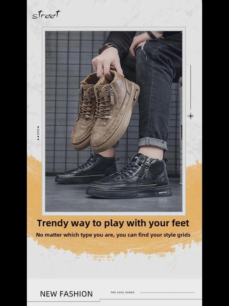 Мужские зимние бархатные высокие ботинки Martin — модная универсальная повседневная обувь из кожи на толстой подошве из теплого хлопка