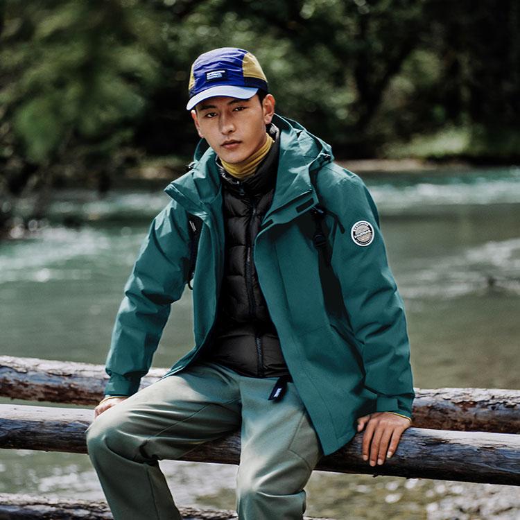 Skechers Серия Cube 3 в 1 Пуховый внутренний слой Теплая Ветрозащитная Водонепроницаемая Износостойкая Куртка Мужская Куртка Морской Зеленый L424M143-02ZG