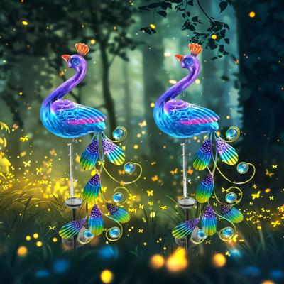 Солнечный павлин, дождемер, наружный, морозостойкий, водомер, освещенный павлин, индикатор осадков с металлическим колышком для декора садового газона