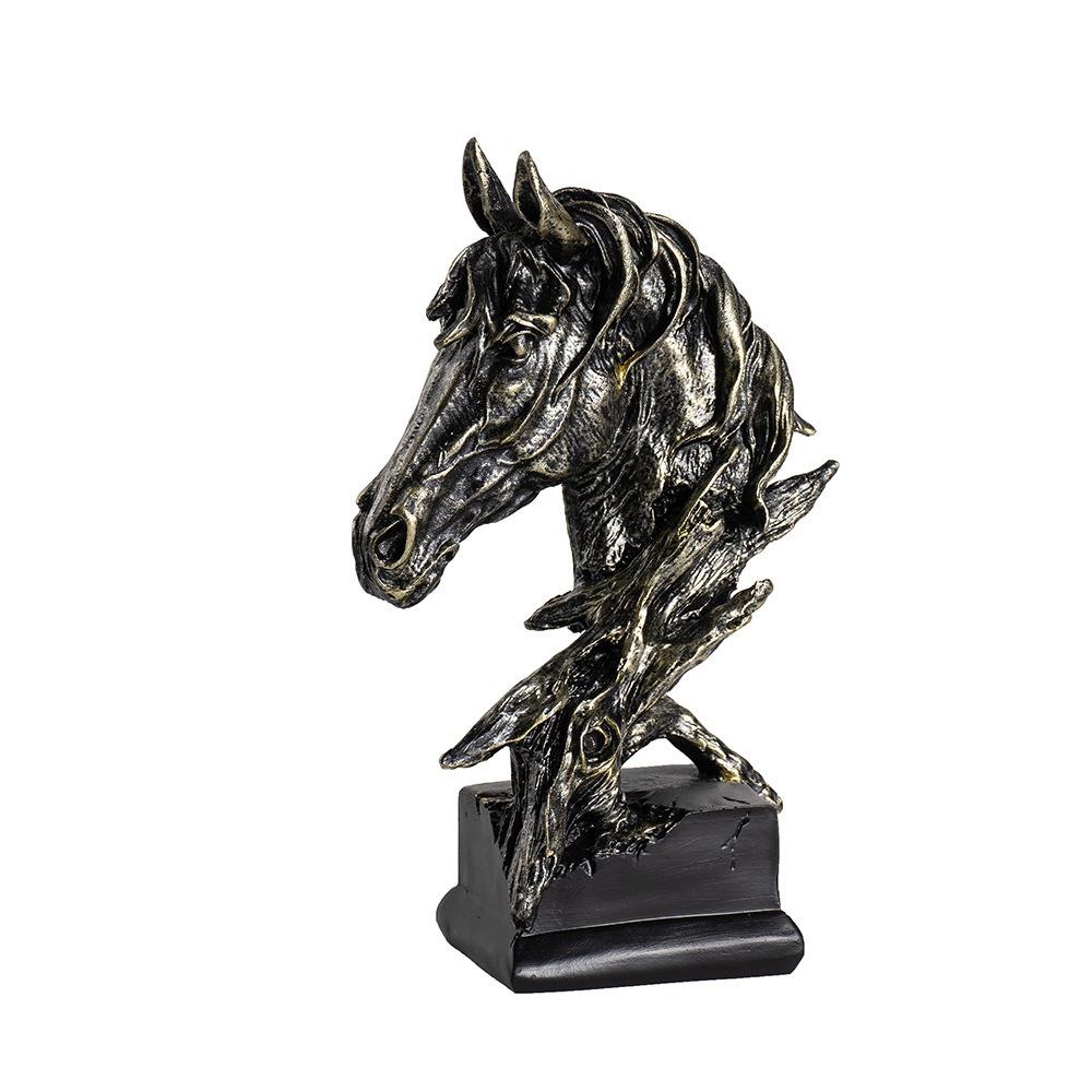 Modern Animal Sculpture Art Miniatures Figurine Micro Landscape Horse Head Statue  Cabinet