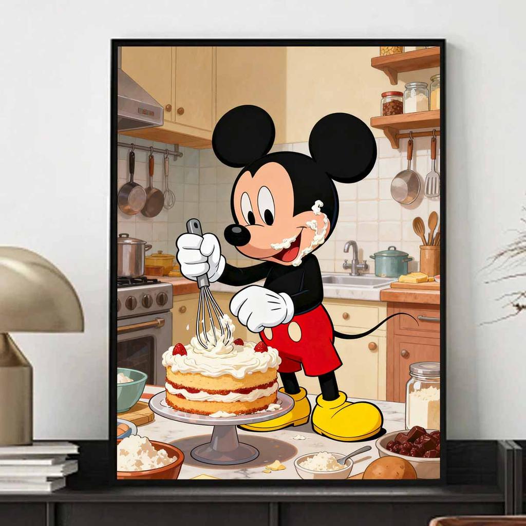 Disney Diamond Painting Kit DIY Round Home Wall Decor Adult Handmade Gift Mickey Baking Cake Kitchen Art Craft Gift