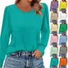 Women's Fashion Casual Long Sleeve Solid Color Shirt Women's Round Neck Tops