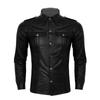 Stylish Real Soft Party Casual Fit Men Shirt Black Handmade Lambskin Leather