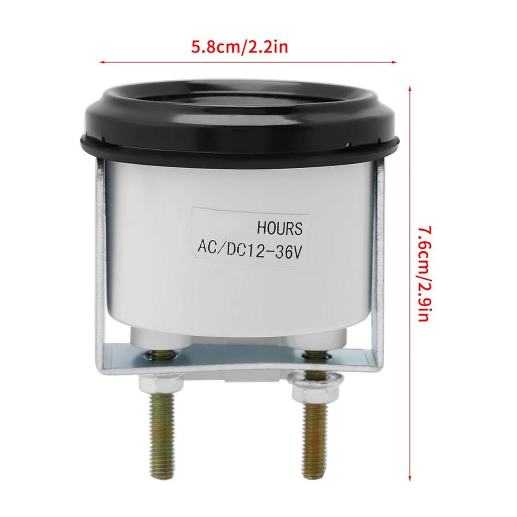 12‑36V DC AC 6 Digit Accurate Round Quartz Hour Meter Gauge Tester for Truck Engine Hour Meter Hour Boat Car Gauge Hour Tester