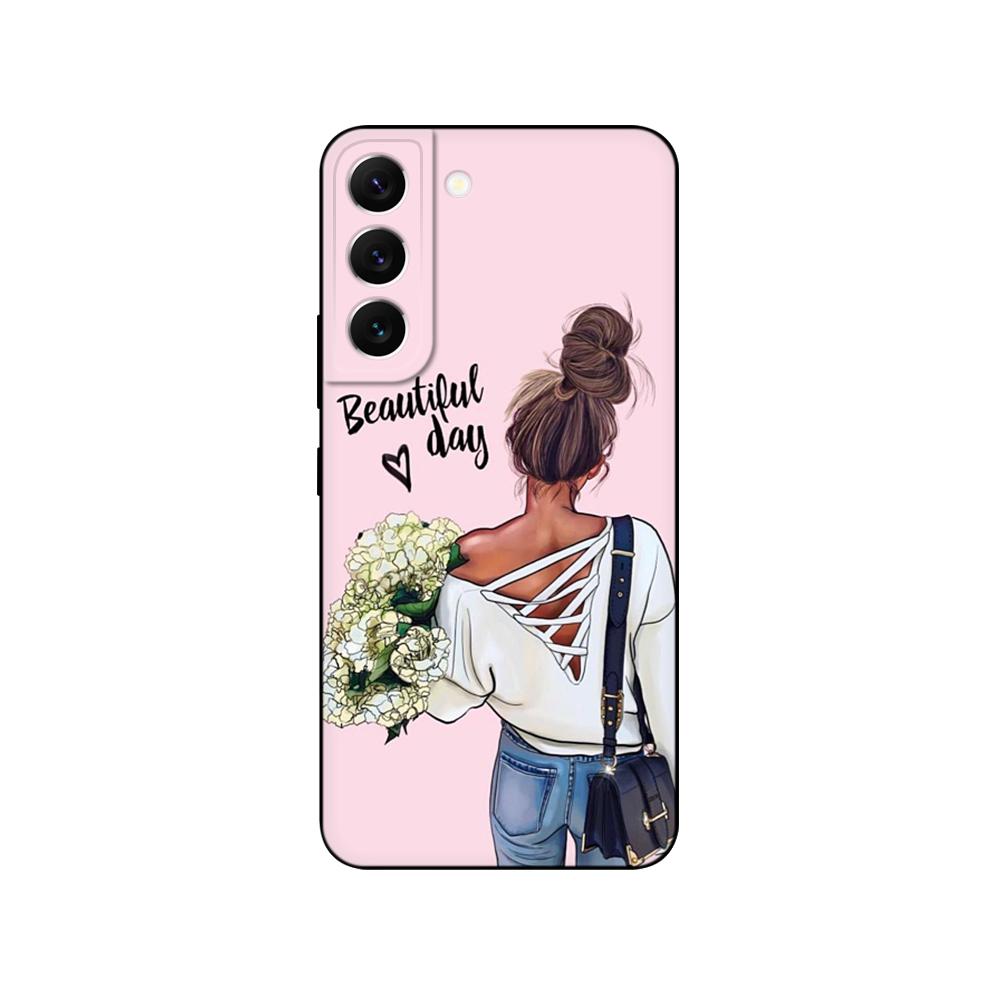 Для Samsung Galaxy S22 | С22+ | Чехол S22 Ultra 5G для Samsung S22 Plus, задняя крышка для телефона, черный чехол из ТПУ, розовый, космический автомобиль в стиле аниме