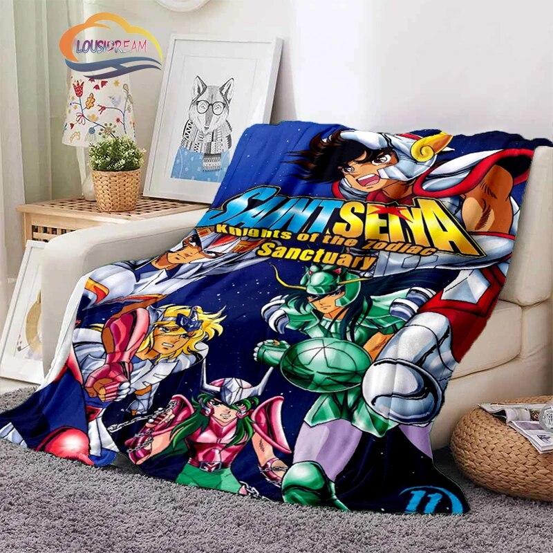 Classics Animated Character Seiya Patterned Wool Blanket Cartoon Saint Seiya Series Children Shawl and Sofa Super Soft