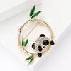 Stylish And Cute Bamboo Circle Panda Brooch Niche High-End Animal Pin Women'S Clothing Corsage Jewelry
