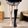 2025 Летние Узкие Сапоги Рыцаря На Толстой Подошве С Увеличением Роста Маленькие Длинные Сапоги Женские Сапоги-Сигареты Двойного Ношения Со Складками До Колена