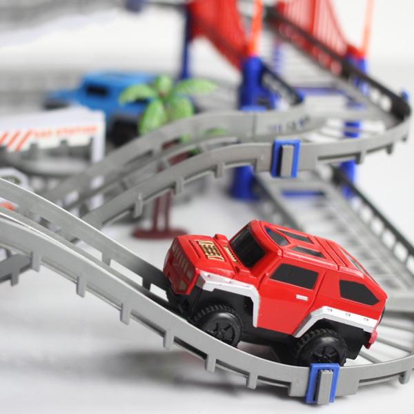 73pcs Car Track Toy Creative Educational DIY Playset Ladder Toy Car Slider Without Battery for Kids