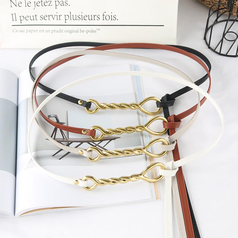 Fashion Gold Twists Knot Decoration Women Thin Belt For Fashion Dress And Summer Outfits