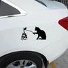 CK3377# Cat Fries A Mouse Sticker On The Car Vinyl Decal Waterproof Decoration For Rear Window Car Stickers