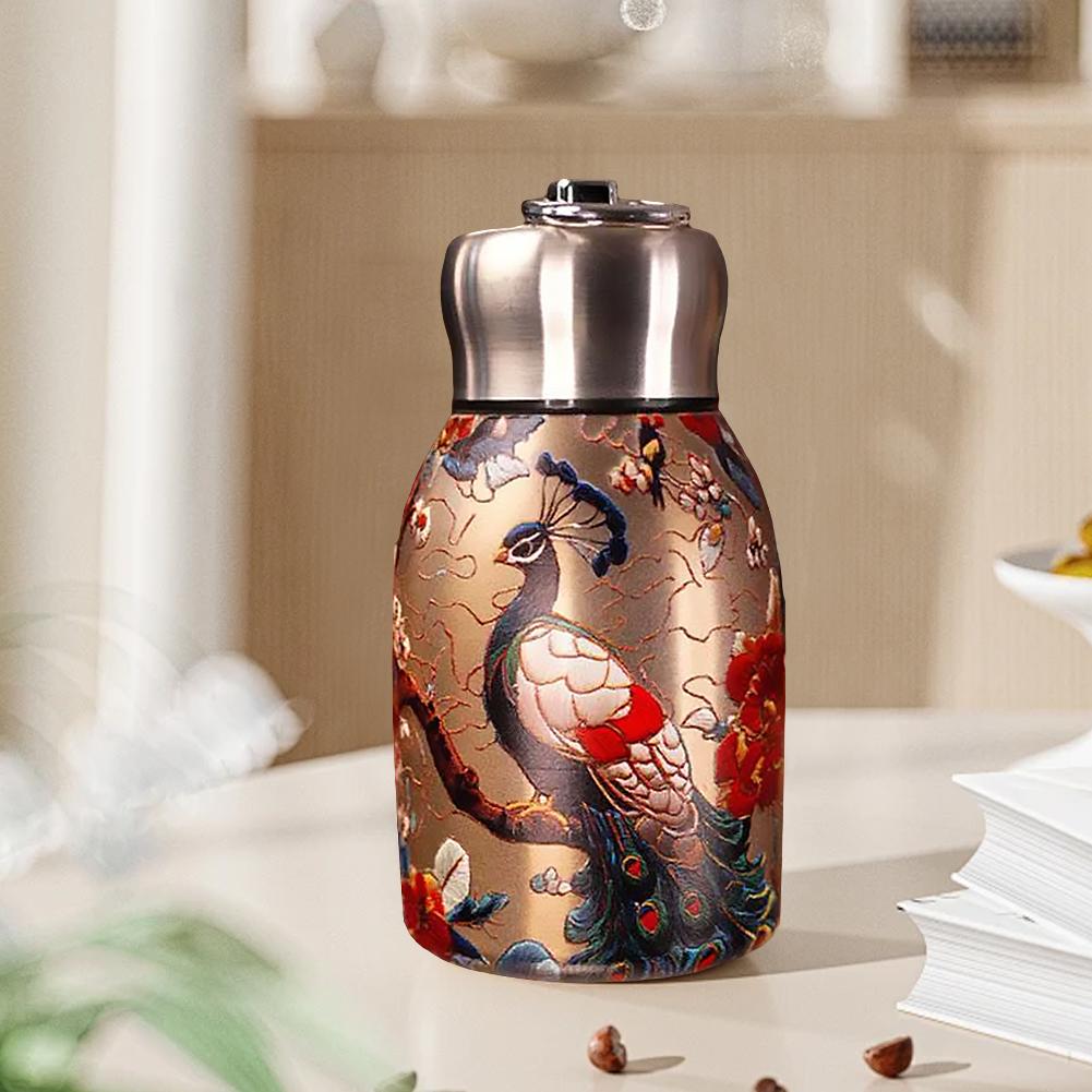 Ретро чашка павлина 316 сталь вакуумный прыгающий оптовая продажа пион чашка роза чашка бутылка вода H4J7
