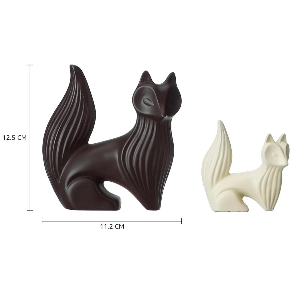 Статуэтки мудрых лис для домашнего декора | Фигурка из смолы - (Набор из 2 штук, разноцветный)