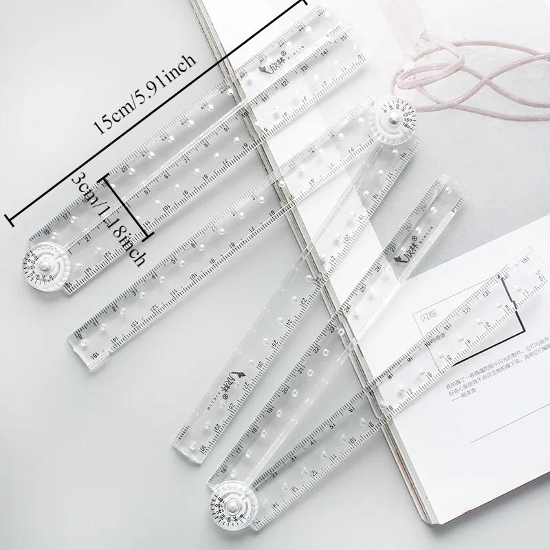 Creative Acrylic Transparent Folding Ruler Simple Scale Plastic Ruler Drawing Ruler For School Office Gadgets Korean Stationery