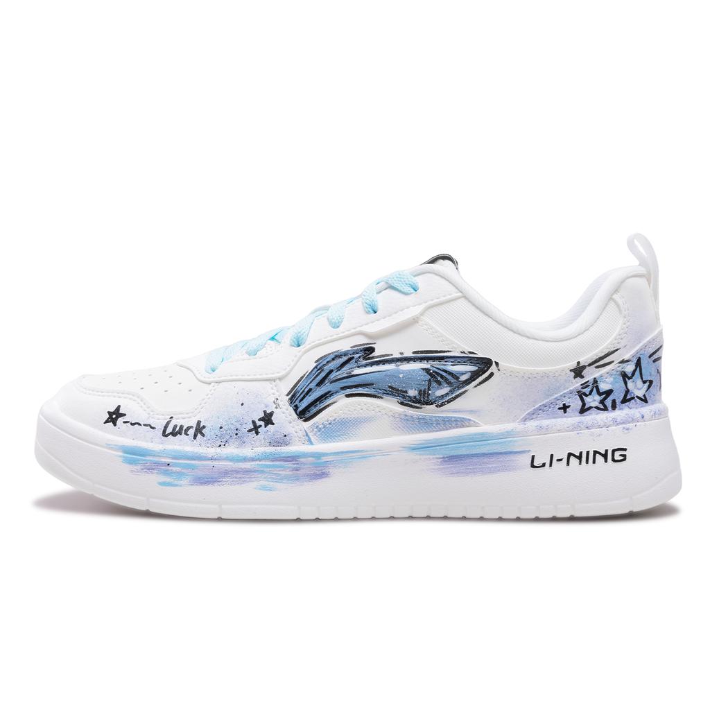 Li Ning First Cloud Звездная Ночь Износостойкие Легкие Низкие Кеды для Скейтборда Мужские Сине-Белые AGCV189-8(Команда893-)