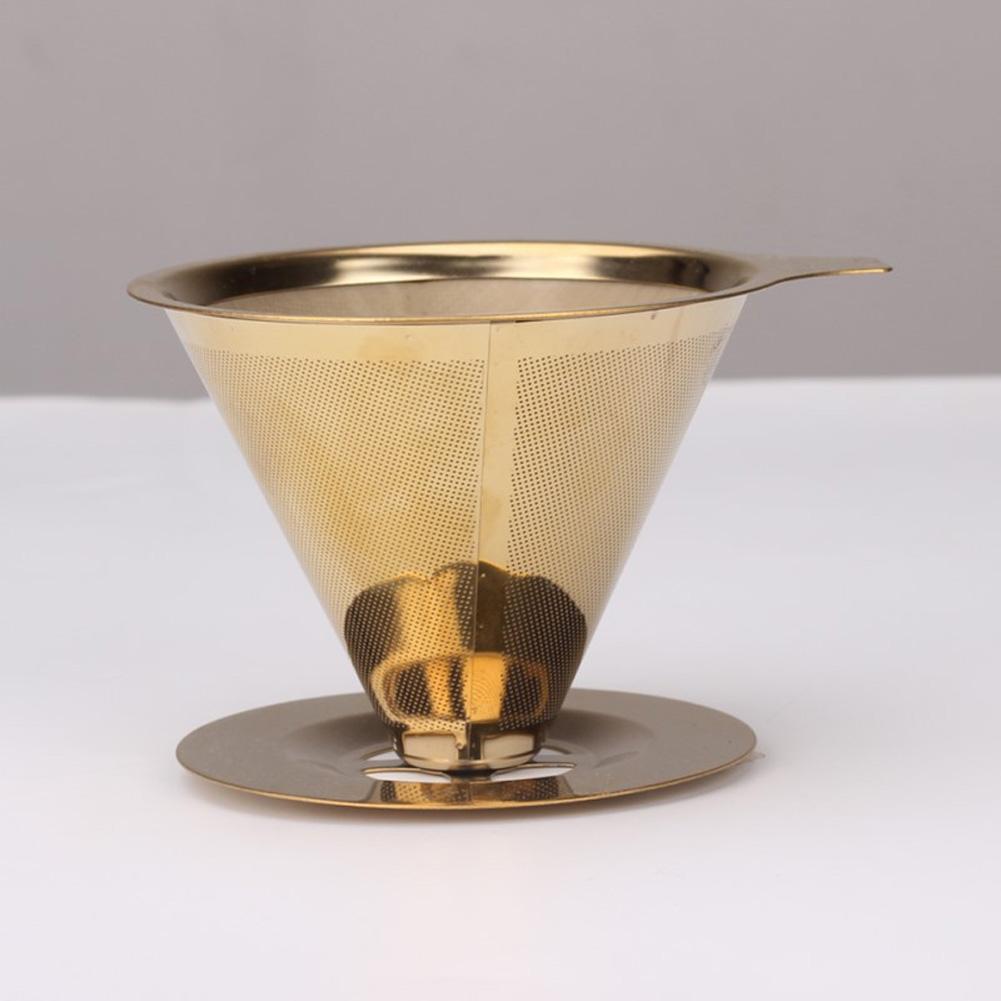 Stainless Steel Filter Cup Integrated Coffee Filter Gold Hand-made Coffee Household Drip Coffee