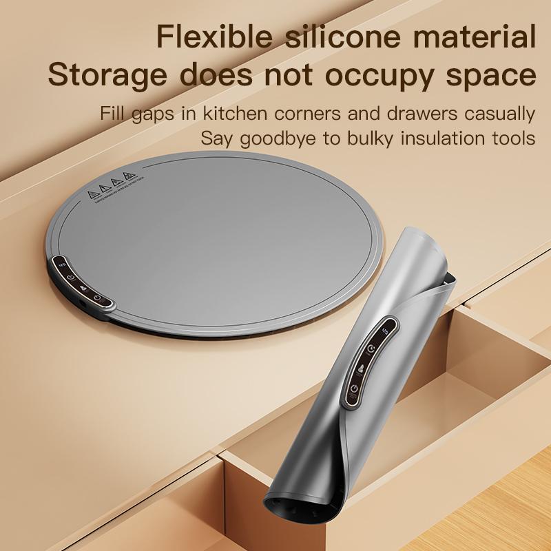 Гибкий силиконовый подогреватель Складной поднос для подогрева пищи Подогреватель для еды Коврик Коврик Подогрев Разделочная доска Постоянно теплые блюда