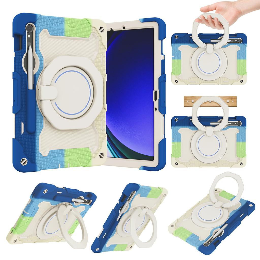 Kickstand Case for Samsung Galaxy Tab S10 Lite/S9 FE/S9 PC + Silicone Shockproof Rugged Tablet Cover