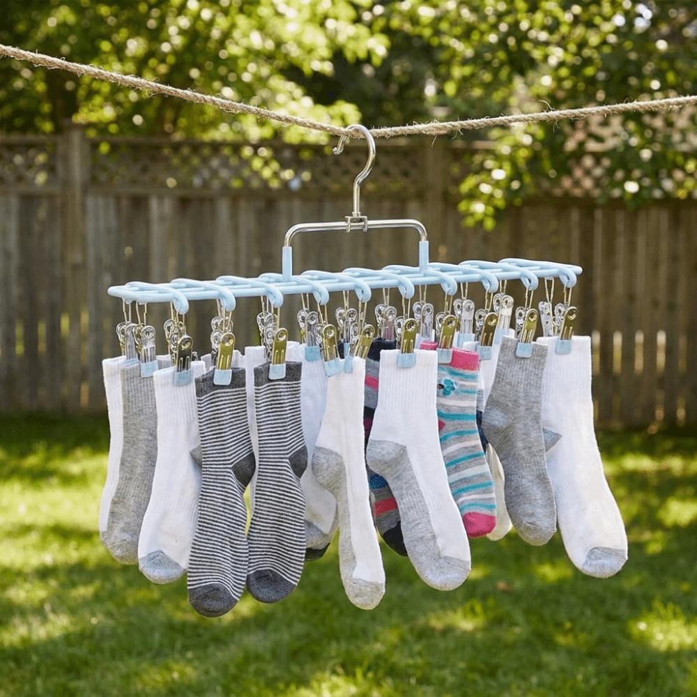 Heavy Duty Multi-Clip Drying Rack Stainless Steel Windproof Clothing Rack Laundry Hanger Outdoor