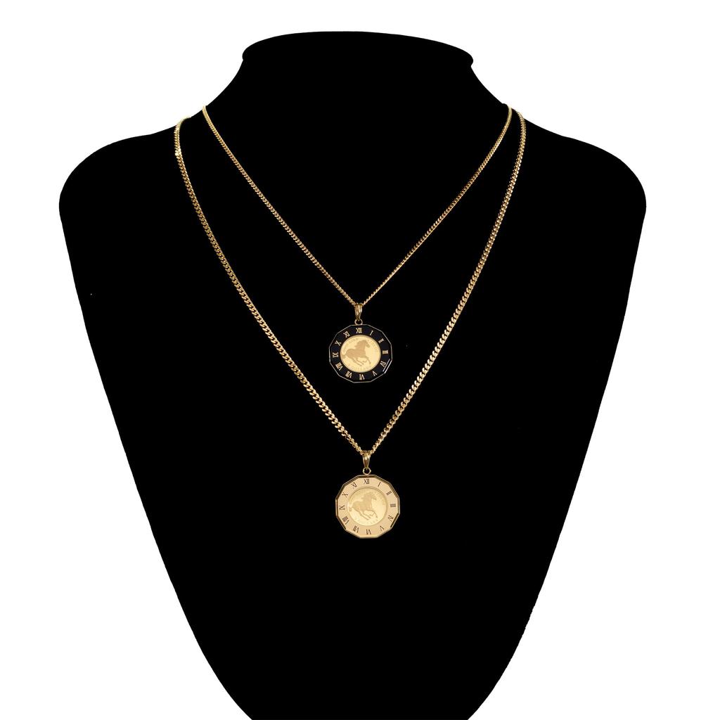 Монета-подвеска Тувалу Лошадь Часы Рамка [Сказочный стеклобой] K24/18 1/25 унции (черный)