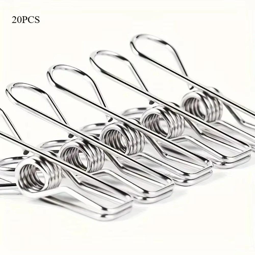 20pcs Stainless Steel Pegs Clothespin 5cm Utility Clips Multi-Purpose Wire Clothes Pegs Kitchen