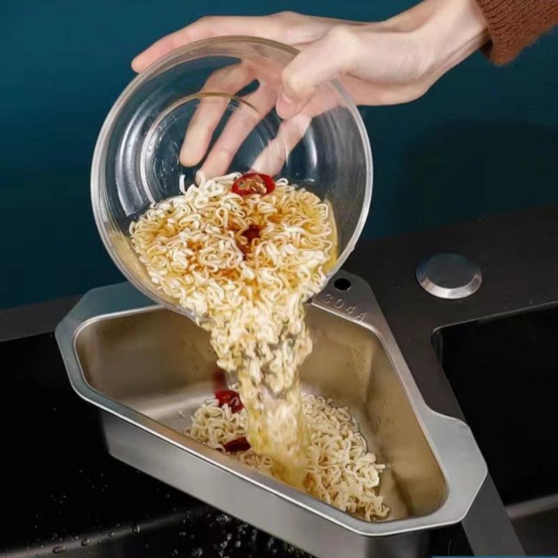 Треугольная сливная корзина из нержавеющей стали, полка для фильтра кухонной мойки, сушилка для фруктов и овощей, стеллаж для хранения, корзина с присоской