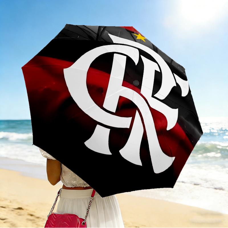 Flamengo Crest 8 Ribs 3Fold Black Glue Uv Protection Umbrella Sun Protection Rainproof Compact Folding Umbrella For Travel Daily Use C924760