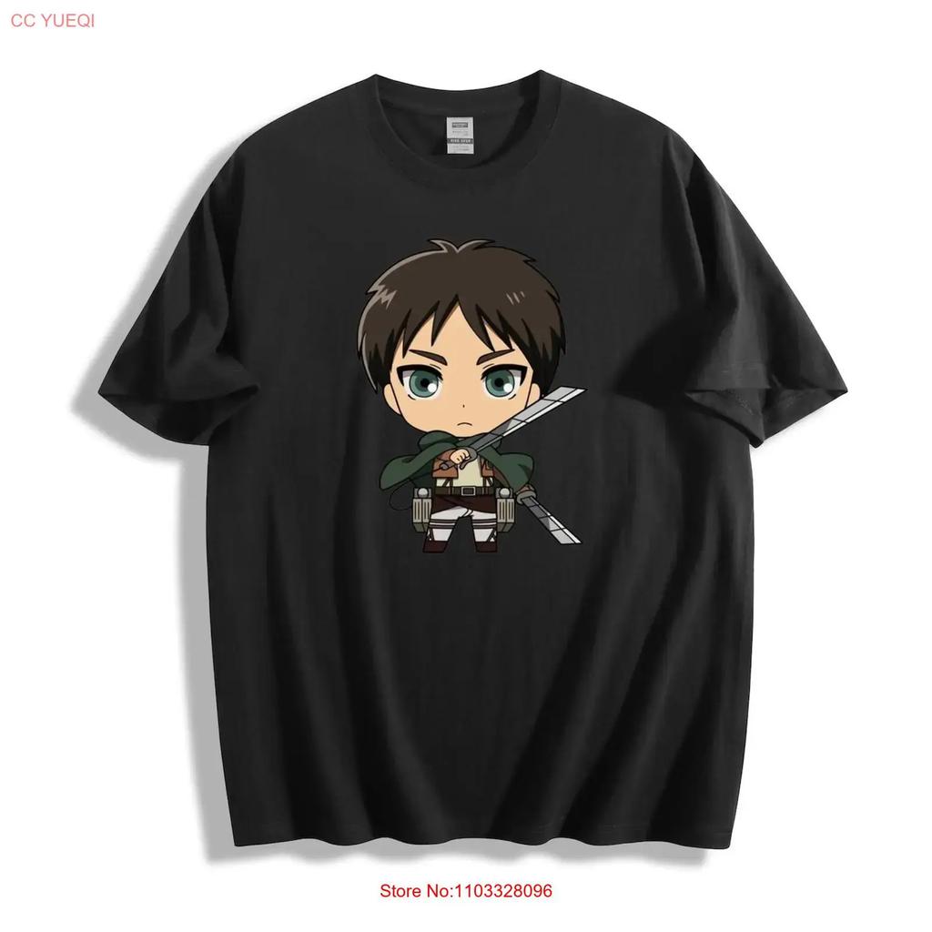 Футболка Attack on Titan Чиби Эрен Милый дизайн персонажа аниме винтажная стираная Унисекс Повседневная дизайнерская одежда Дышащая