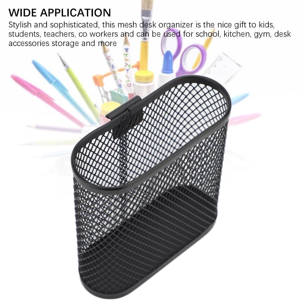 Metal Wall Mount Pen Holder Oval Shape Desk Side Pen Organizer Whiteboard Organization