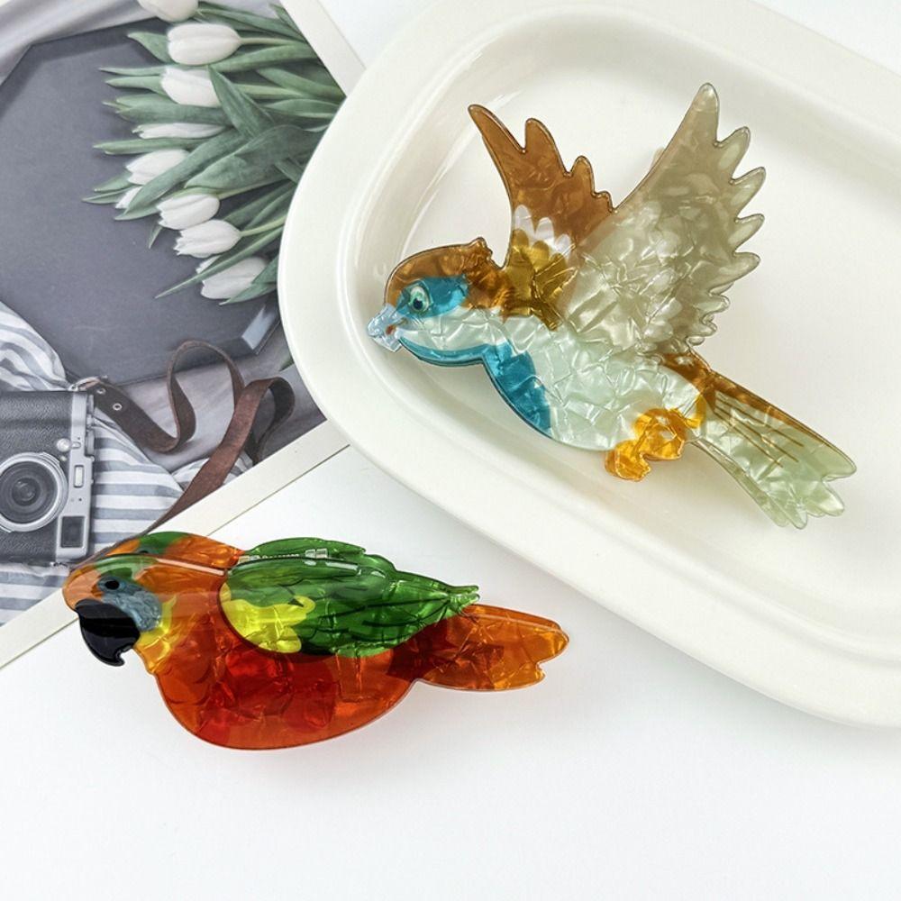 Lifelike Acrylic Hair Claw Korean Style Cartoon Animal Shark Clip Cute Bird Hair Clip  Girls