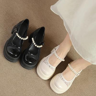 Туфли Мэри Джейн из маленькой кожи женские летние новые сетчатые на платформе с увеличением высоты юбка толстый каблук высокий каблук женская обувь