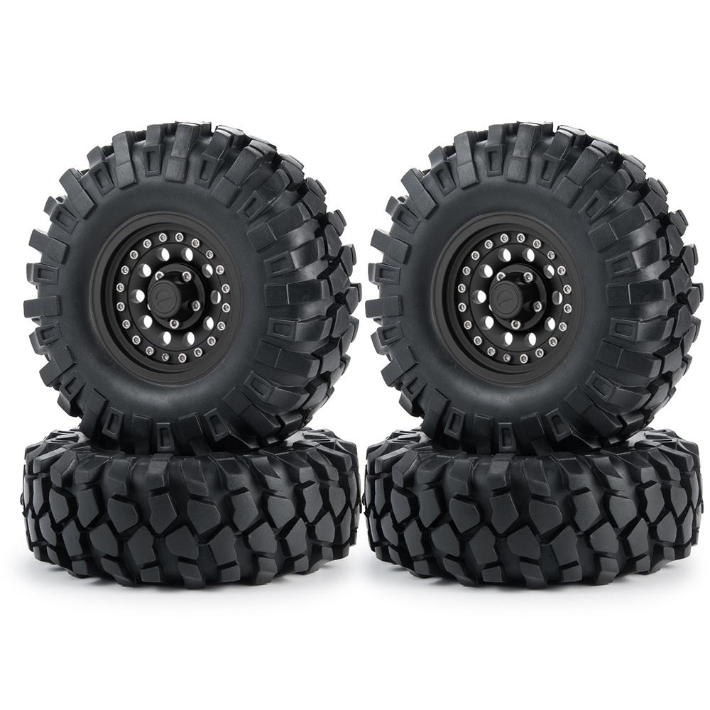AXSPEED Aluminum Alloy 1.9inch Beadlock Wheel Rims Hubs OD 106/108mm Rubber Tires for Axial SCX10 D90 1/10 RC Crawler Car Parts