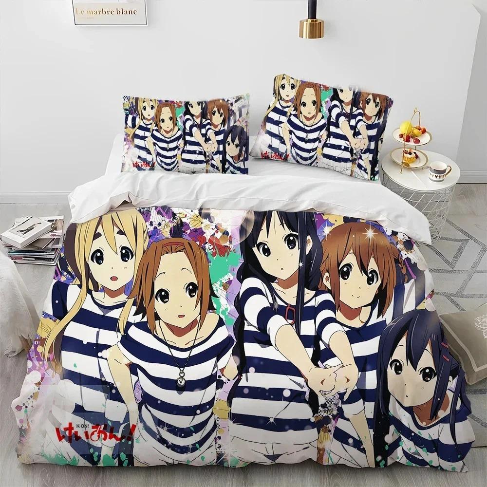 K-ON Кавайный Аниме Комплект Постельного Белья Для Девочек Для Спальни Мягкие Современные Покрывала Удобное Детское Детское Мягкое Пододеяльник Удобный Пододеяльник И