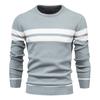 Осенне-зимние модели Мужской повседневный полосатый свитер пуловер с цветными блоками круглый вырез вязаный свитер большого размера